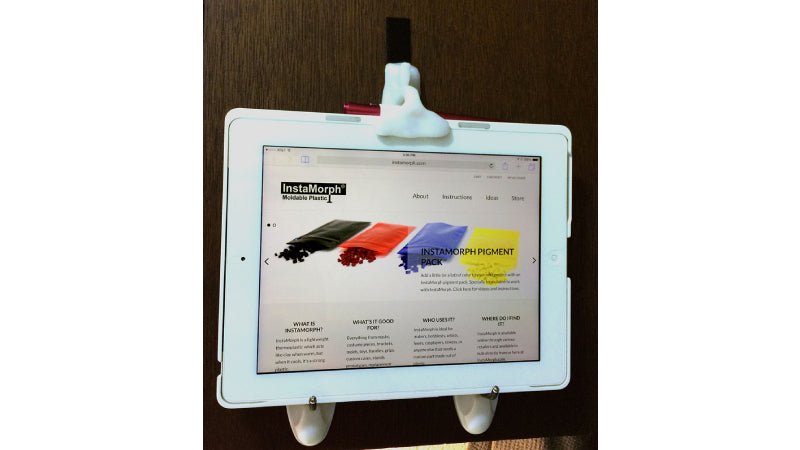 InstaMorph moldable plastic used to create a wall mount for an iPad.