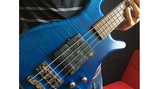 Finger ramp for bass guitar made by a musician out of InstaMorph moldable plastic.