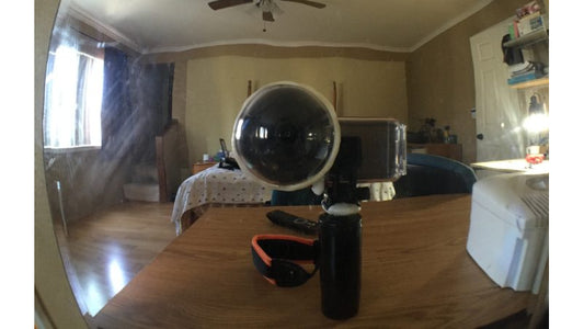 Waterproof dome made for camera with InstaMorph moldable plastic for underwater 50/50 photography.