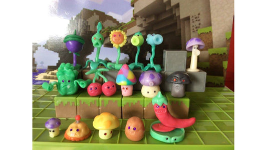 A set of figurines of the Plants vs Zombie game made with InstaMorph moldable plastic and colored with InstaMorph pigment pellets.