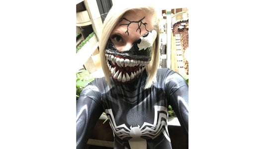 Venom mask from Spider-Man cosplay costume made from InstaMorph moldable plastic.