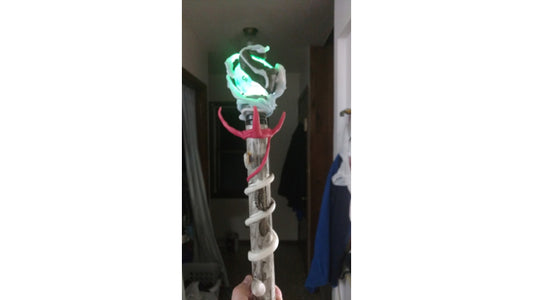 Light up wizard staff made with InstaMorph moldable plastic for fantasy fans and crafters.