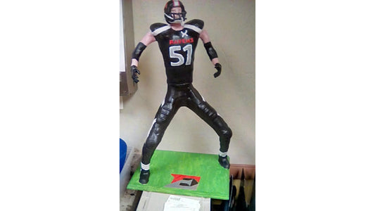 Football player statue model made out of InstaMorph moldable plastic and then painted to look realistic. 